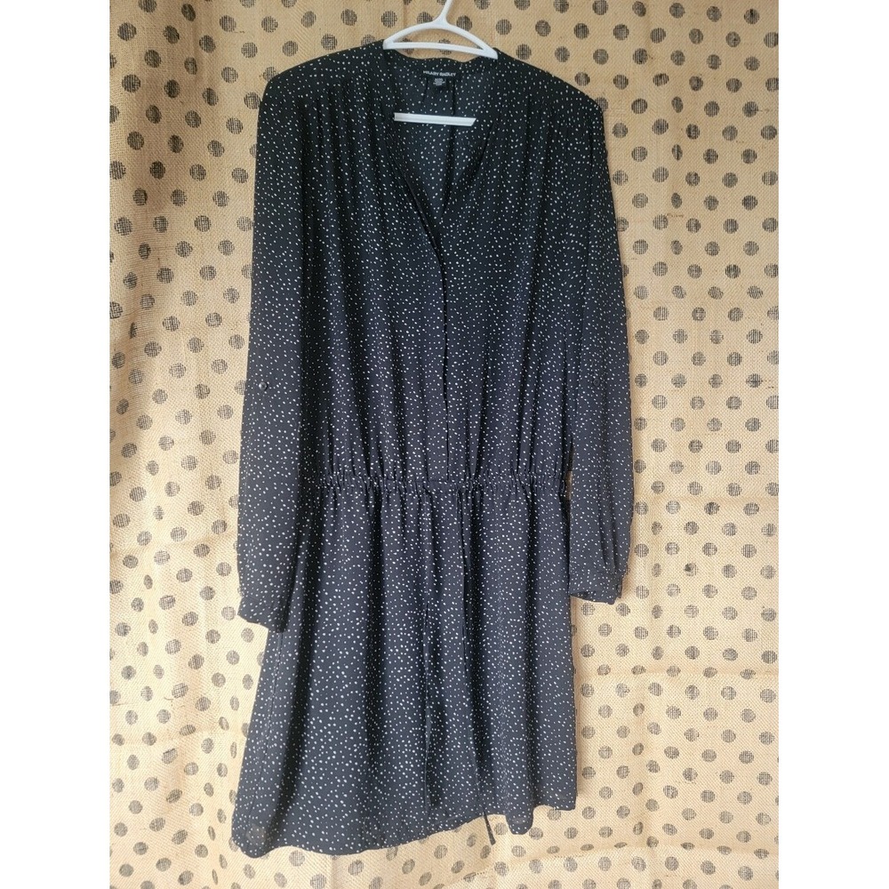 Hilary Radley Black with White Dot Print Drawstring Dress